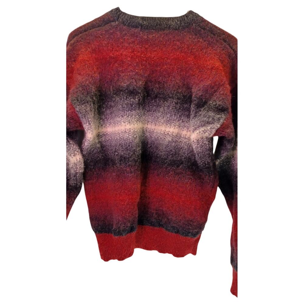 Retro 90s Grunge Men's Medium Fuzzy Wool Ombre Stripe Pullover Sweater Indie Y2K - Picture 2 of 6
